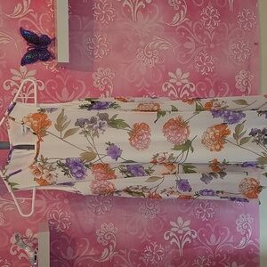 Calvin Klein Floral Mini Dress - White, Purple, Orange